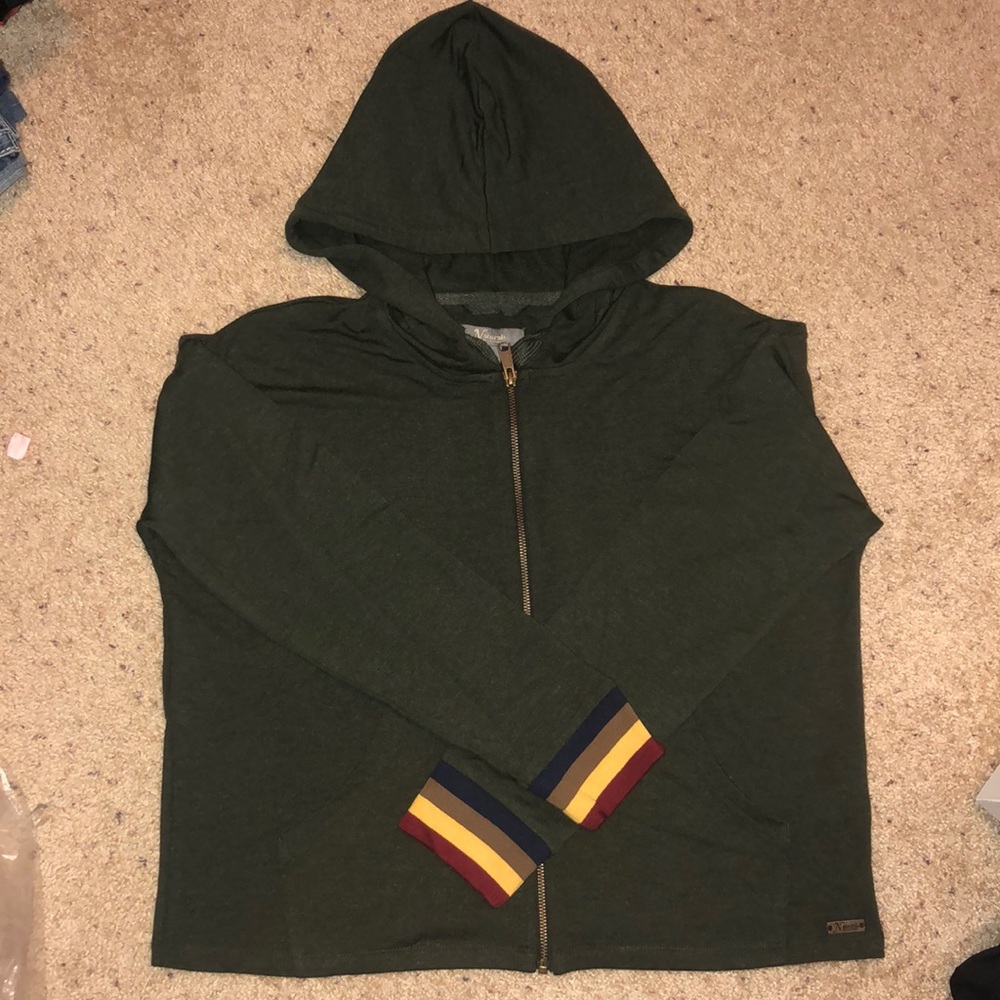 Natural Reflections zip up jogger hoodie olive heather